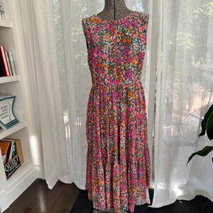 New J. Crew Tiered Midi Micro Meadow Print Dress S